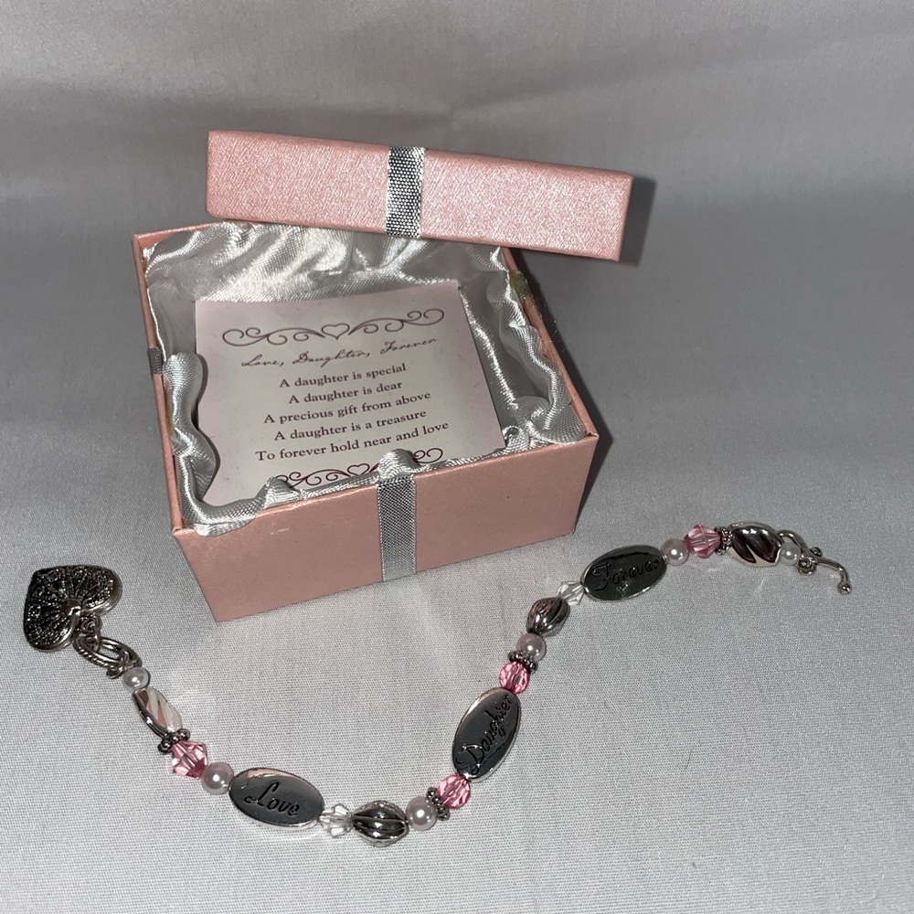 Bracelet Gift for Daughters Love, Daughter, Forever NEW with box and poem card